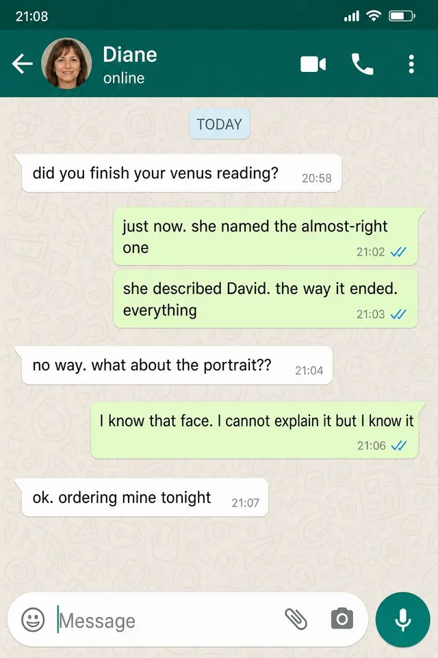 WhatsApp conversation about a Venus Reading